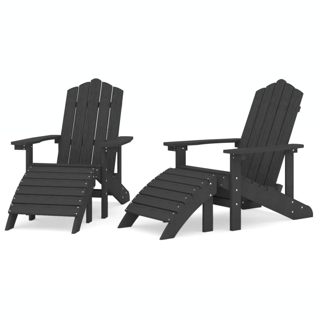 Sedie Giardino Adirondack 2 pz con Poggiapiedi HDPE Antracite