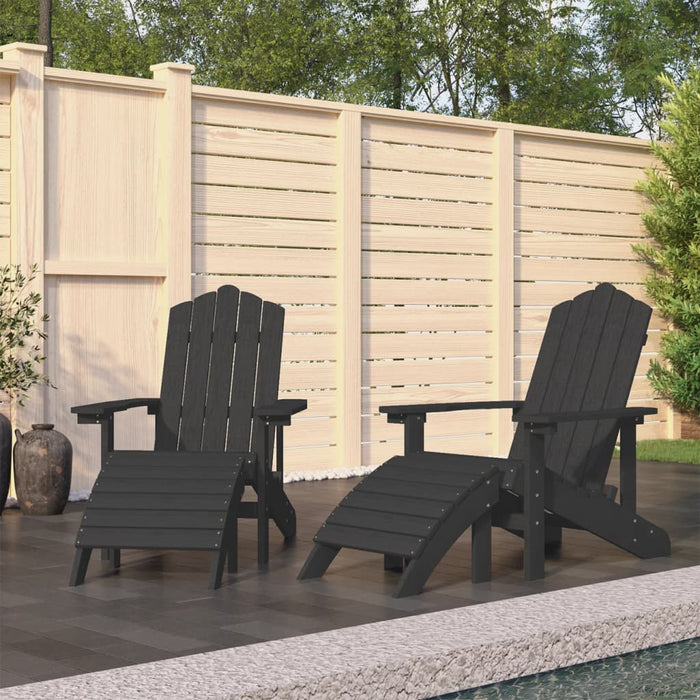 Sedie Giardino Adirondack 2 pz con Poggiapiedi HDPE Antracite