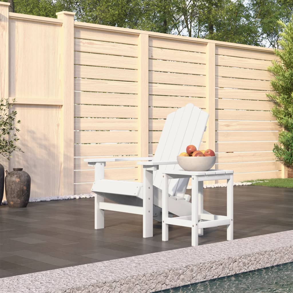 Sedia da Giardino con Tavolo Adirondack in HDPE Bianco