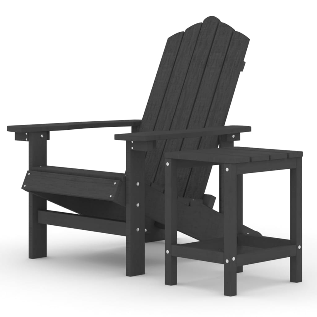 Sedia da Giardino con Tavolo Adirondack in HDPE Nero