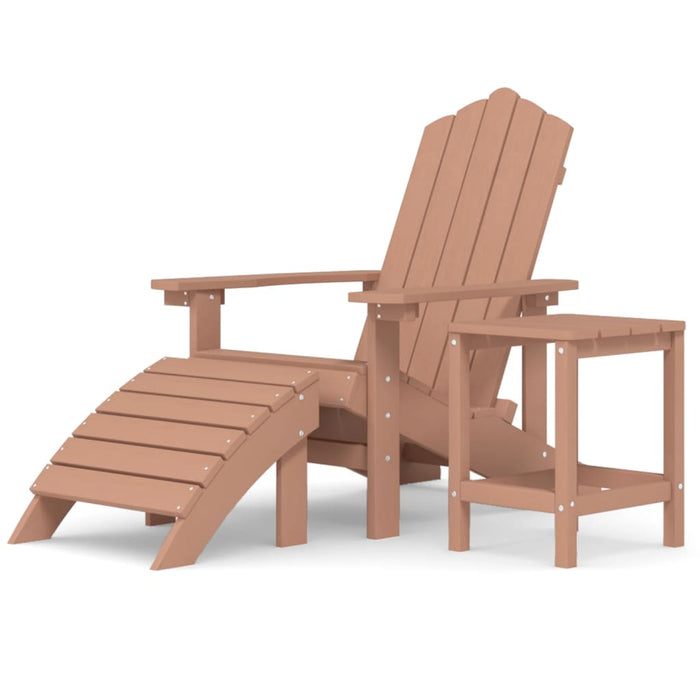 Sedia Giardino con Poggiapiedi e Tavolo Adirondack HDPE Marrone cod mxl 6762