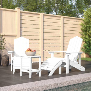 Sedie Giardino con Poggiapiedi e Tavolo Adirondack HDPE Bianco cod mxl 74504