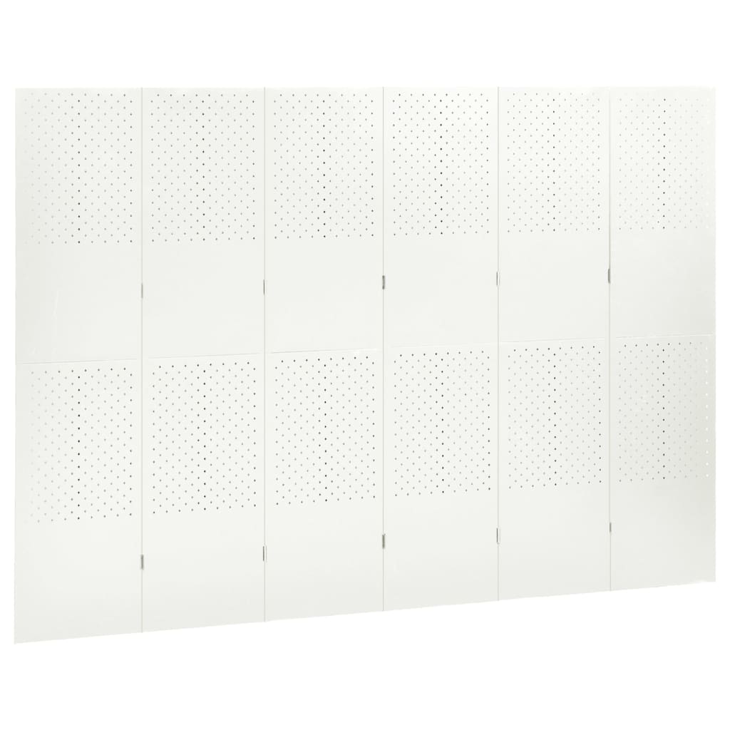 Paravento a 6 Pannelli 2 pz Bianco 240x180 cm in Acciaio 3095200