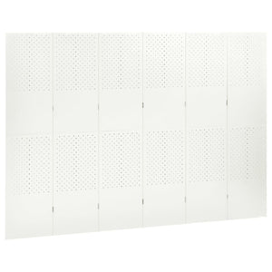 Paravento a 6 Pannelli 2 pz Bianco 240x180 cm in Acciaio 3095200