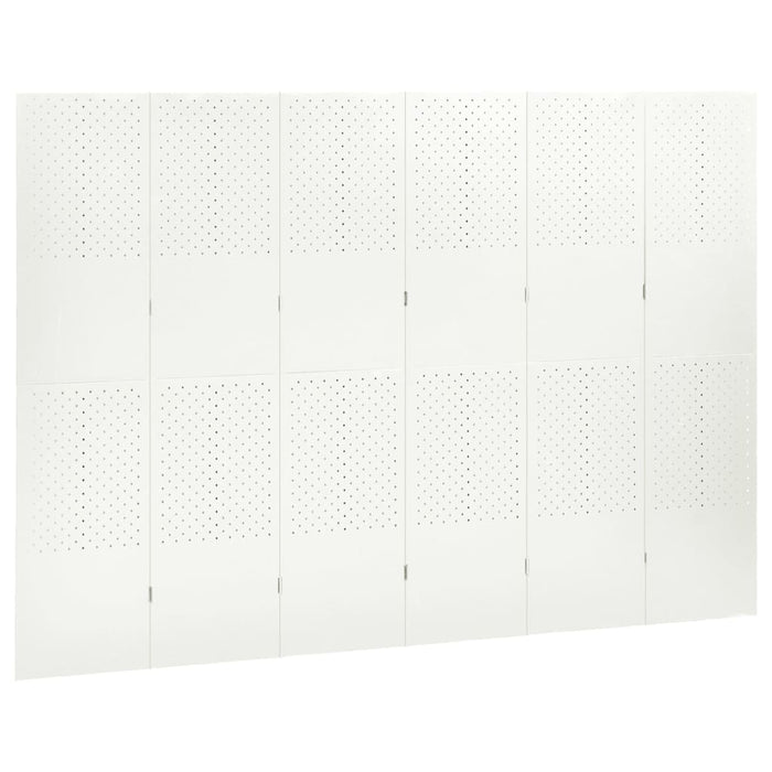 Paravento a 6 Pannelli 2 pz Bianco 240x180 cm in Acciaio 3095200