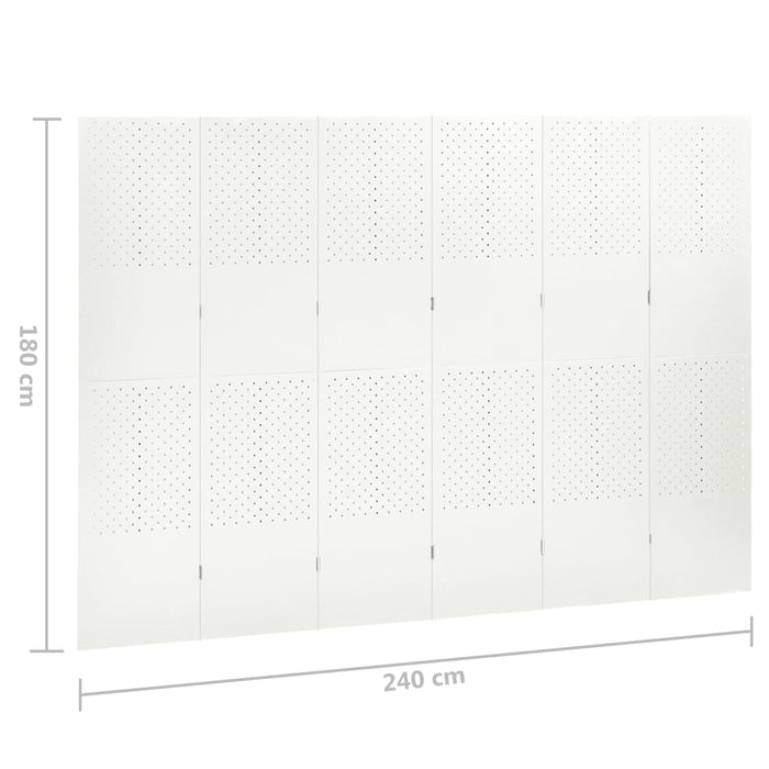 Paravento a 6 Pannelli 2 pz Bianco 240x180 cm in Acciaio 3095200