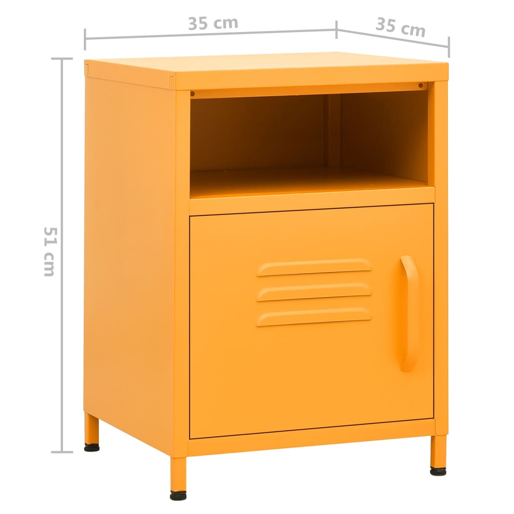 Comodini 2 pz Giallo Senape 35x35x51 cm in Acciaio 3095216