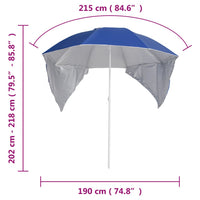 Ombrellone da Spiaggia con Teli Laterali Blu 215 cm cod 11506