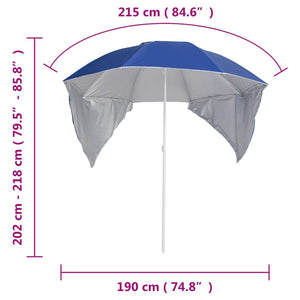 Ombrellone da Spiaggia con Teli Laterali Blu 215 cm cod 11506