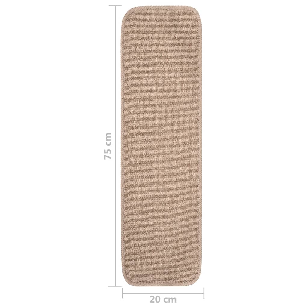 Tappetini Scale Antiscivolo 15 pz 75x20 cm Beige Rettangolari 340403