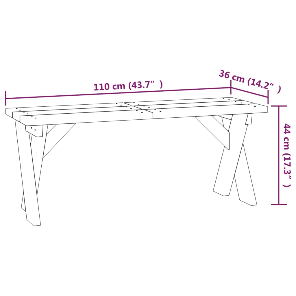 Panca da Giardino 110 cm in Legno di Pino Impregnato cod mxl 45728