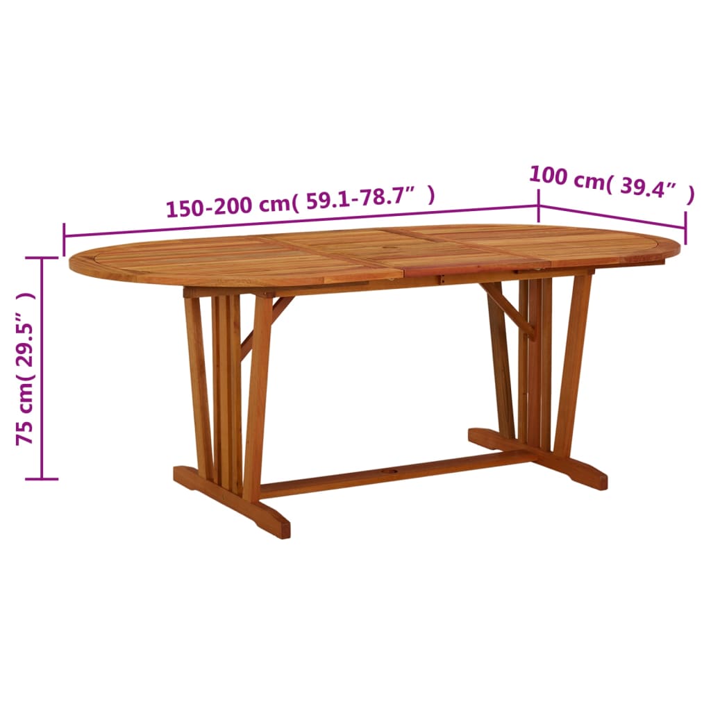 Tavolo da Giardino 200x100x75 cm in Legno Massello di Eucalipto cod mxl 34222