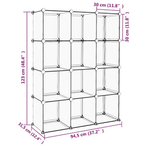 Organizzatore Portaoggetti con 12 Cubi Nero in PP cod mxl 50331