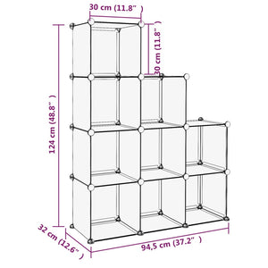 Organizzatore Portaoggetti con 9 Cubi Nero in PP cod mxl 50197