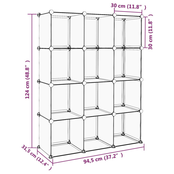 Organizzatore Portaoggetti con 12 Cubi Trasparenti in PP cod mxl 50322