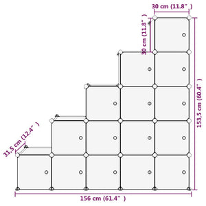 Organizzatore Portaoggetti con 15 Cubi e Ante Trasparenti in PP cod mxl 53344