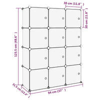 Organizzatore Portaoggetti con 12 Cubi e Ante Trasparenti in PP cod mxl 46549