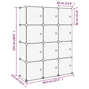 Organizzatore Portaoggetti con 12 Cubi e Ante Trasparenti in PP cod mxl 42673