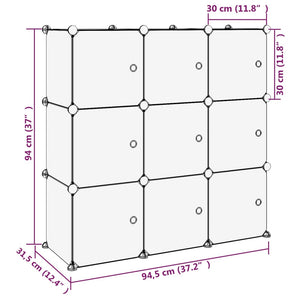 Organizzatore Portaoggetti con 9 Cubi e Ante Trasparenti in PP cod mxl 43185