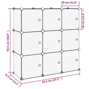 Organizzatore Portaoggetti con 9 Cubi e Ante Trasparenti in PP cod mxl 51925