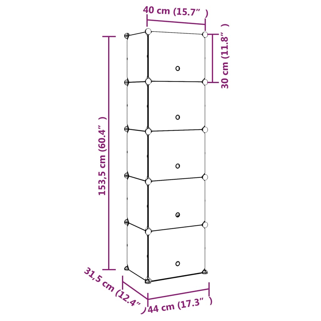 Scarpiera Trasparente 44x31,5x153,5 cm in PP 340562