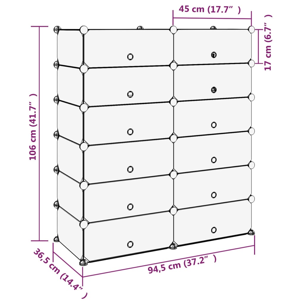 Scarpiera Trasparente 94,5x36,5x106 cm in PP 340564