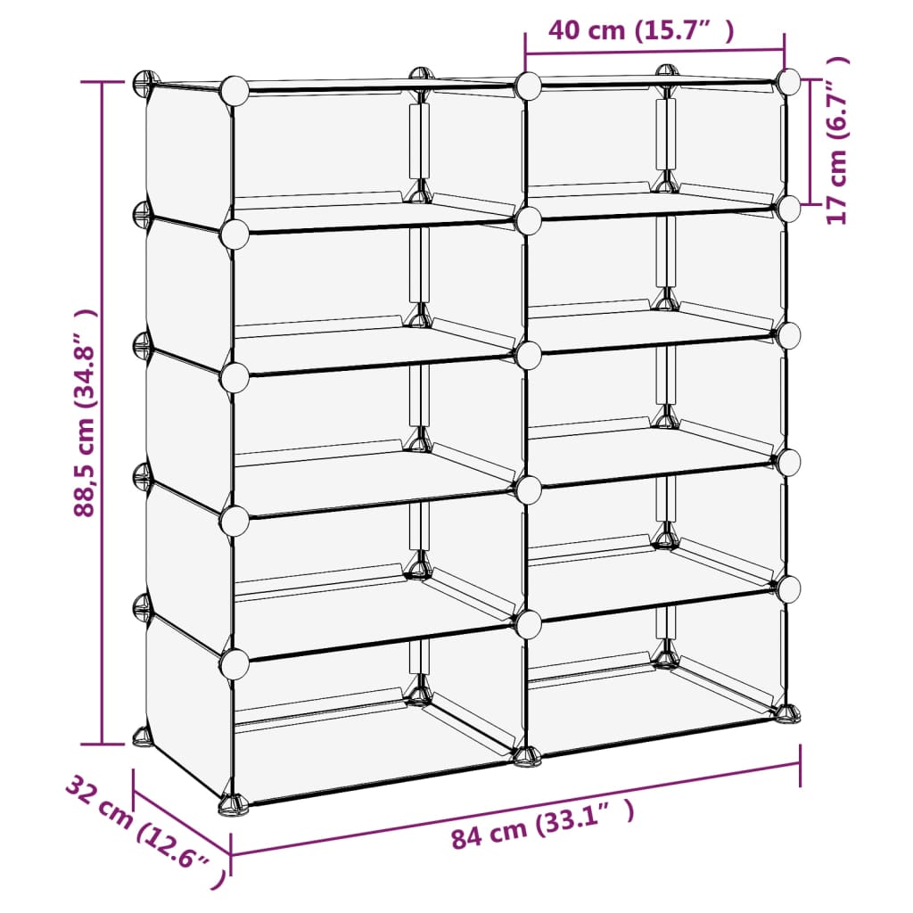 Scarpiera Trasparente 84x32x88,5 cm in PP cod mxl 42700