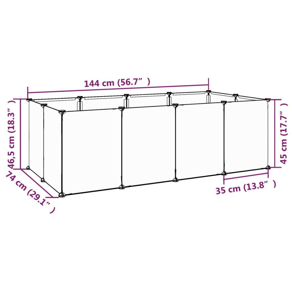 Gabbia per Piccoli Animali Nera 144x74x46,5 cm in PP e Acciaio 340571