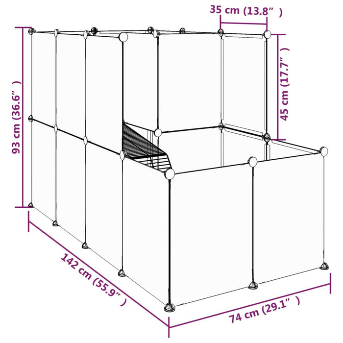 Gabbia per Piccoli Animali Trasparente 142x74x93cm PP e Acciaio cod mxl 42796