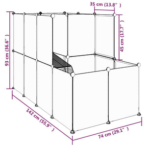 Gabbia per Piccoli Animali Trasparente 142x74x93cm PP e Acciaio 340574