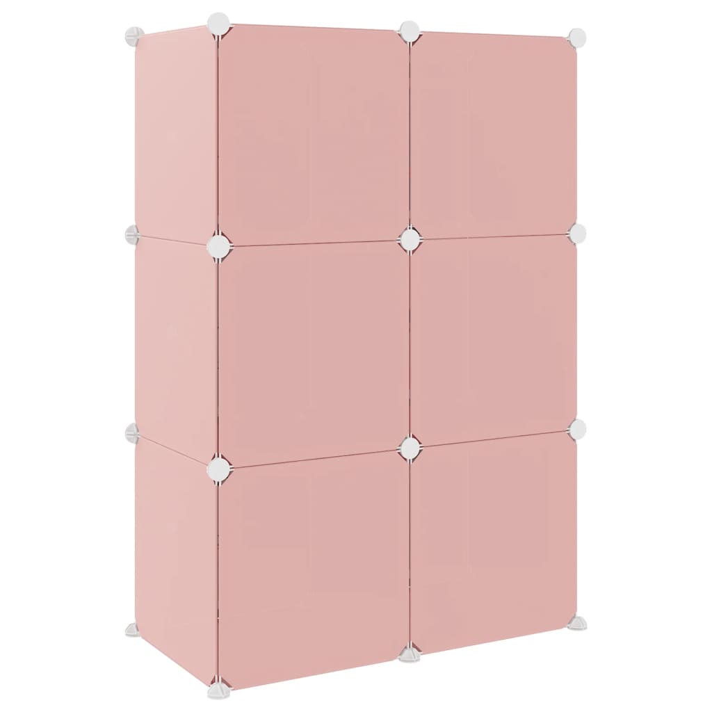 Scaffale Portaoggetti per Bambini con 6 Cubi Rosa in PP 340578