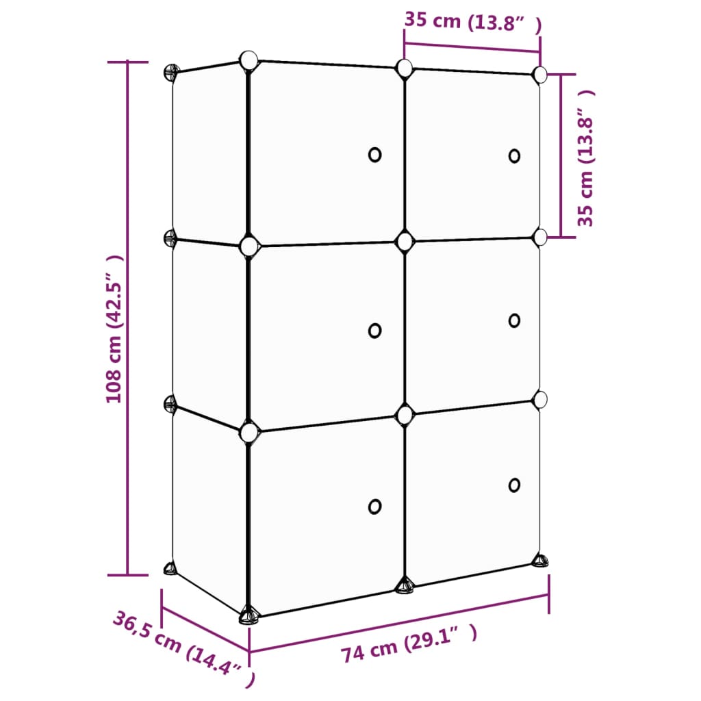 Scaffale Portaoggetti per Bambini con 6 Cubi Rosa in PP 340578