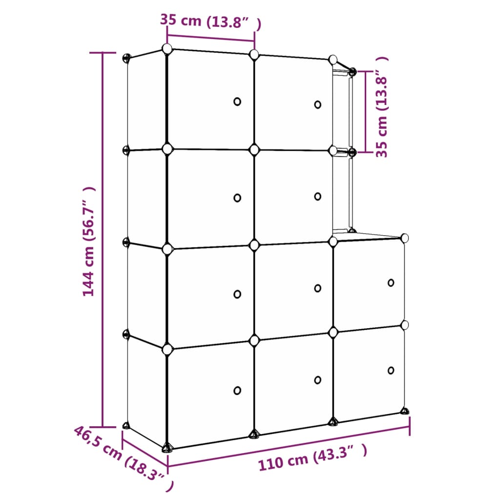 Scaffale Portaoggetti per Bambini con 10 Cubi Neri in PP cod mxl 43148