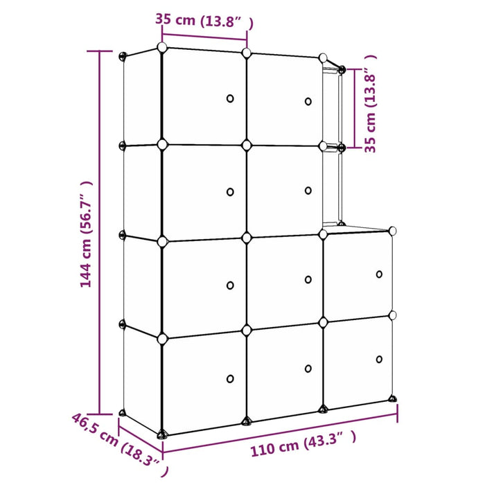 Scaffale Portaoggetti per Bambini con 10 Cubi Neri in PP 340582