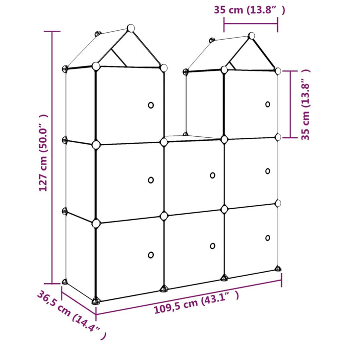 Scaffale Portaoggetti per Bambini con 8 Cubi Blu in PP 340583