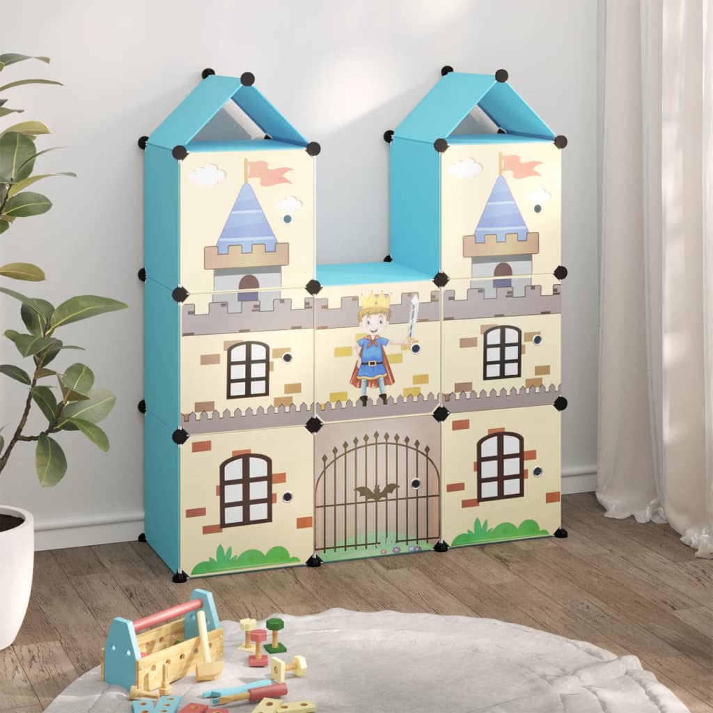 Scaffale Portaoggetti per Bambini con 8 Cubi Blu in PP cod mxl 43586