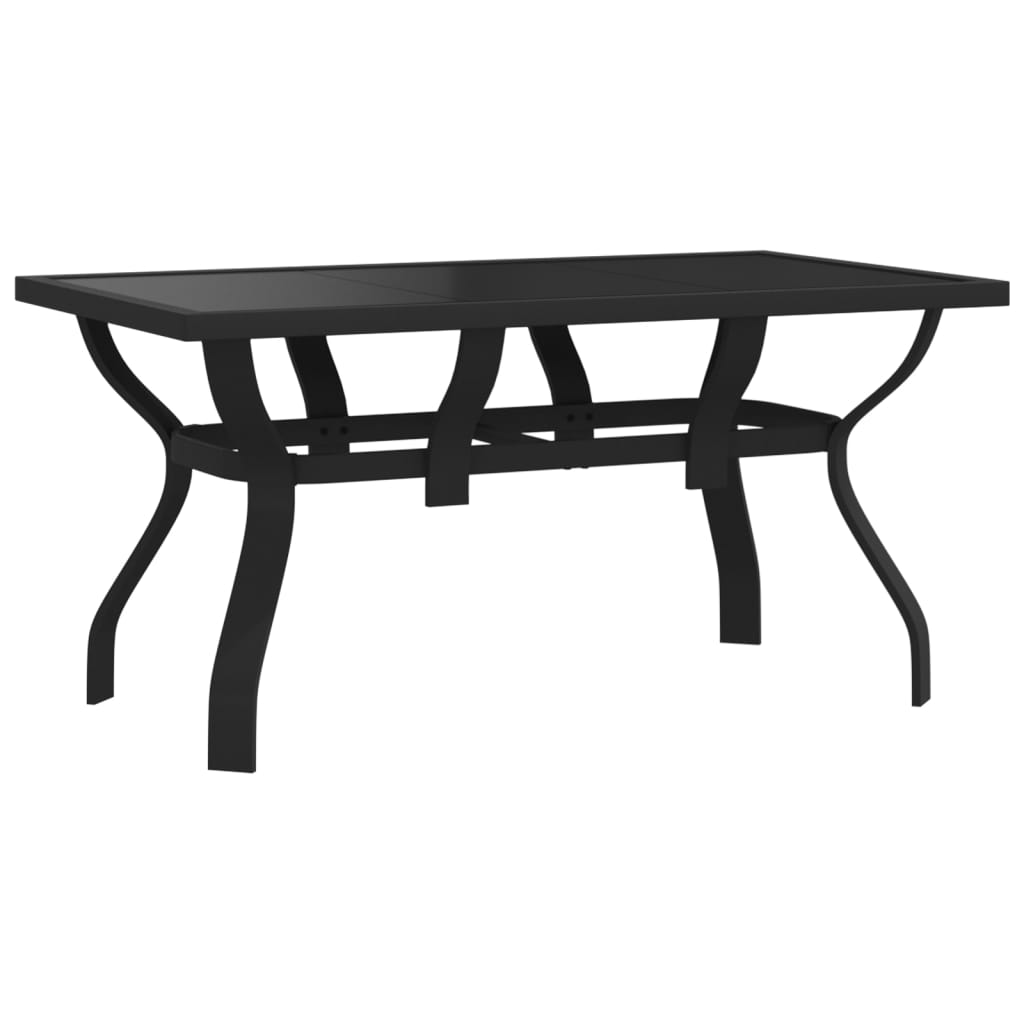 Tavolo da Giardino Nero 140x70x70 cm in Acciaio e Vetro cod mxl 34458