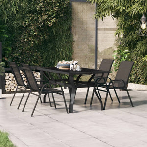 Tavolo da Giardino Nero 140x70x70 cm in Acciaio e Vetro cod mxl 34458