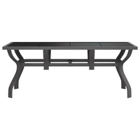 Tavolo da Giardino Grigio e Nero 180x80x70cm in Acciaio e Vetro cod mxl 42456