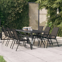 Tavolo da Giardino Grigio e Nero 180x80x70cm in Acciaio e Vetro cod mxl 42456