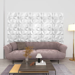 Pannelli Murali 3D 48 pz 50x50 cm Bianchi a Diamante 12 m²