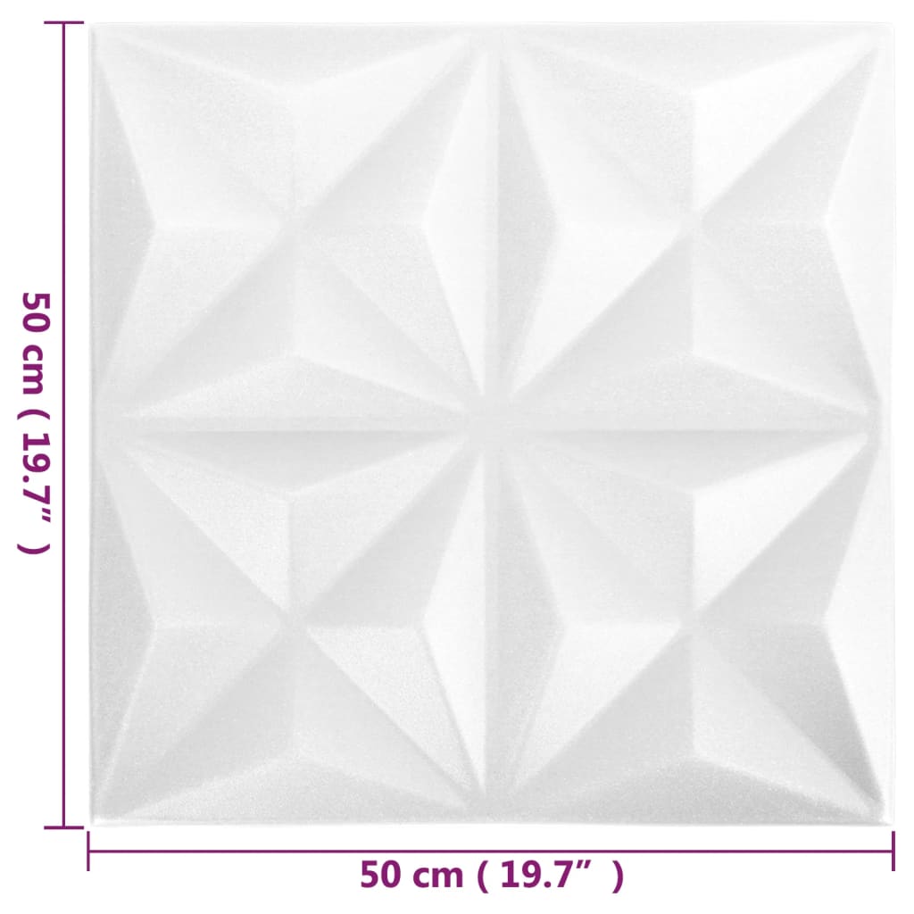 Pannelli Murali 3D 48 pz 50x50 cm Bianchi Origami 12 m² 150914