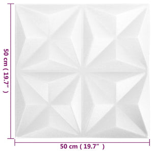 Pannelli Murali 3D 48 pz 50x50 cm Bianchi Origami 12 m² 150914