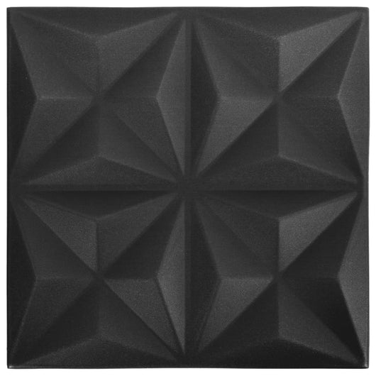 Pannelli Murali 3D 48 pz 50x50 cm Neri Origami 12 m² cod mxl 5801