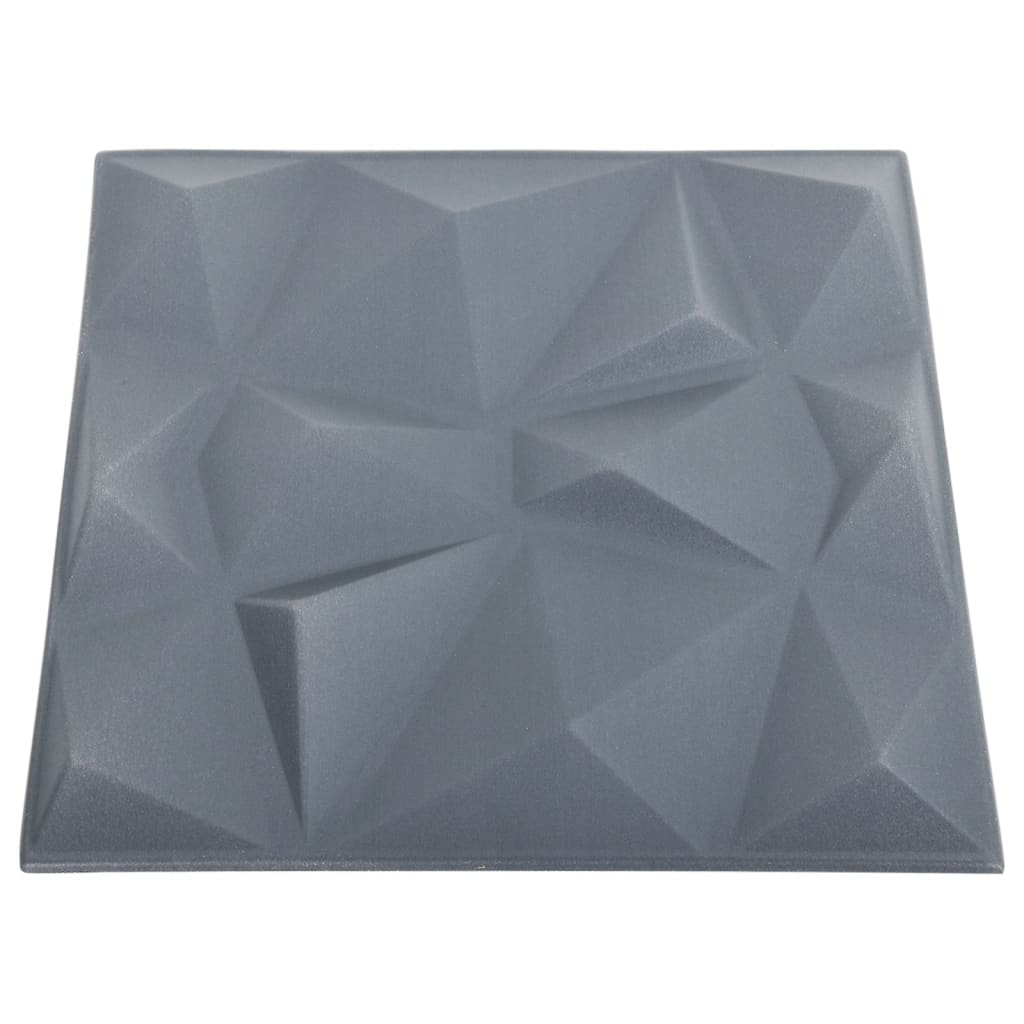 Pannelli Murali 3D 48 pz 50x50 cm Grigi a Diamante 12 m²