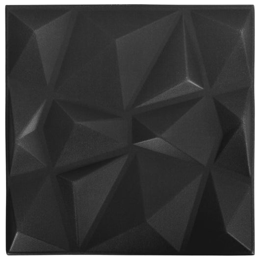 Pannelli Murali 3D 12 pz 50x50 cm Neri a Diamante 3 m²