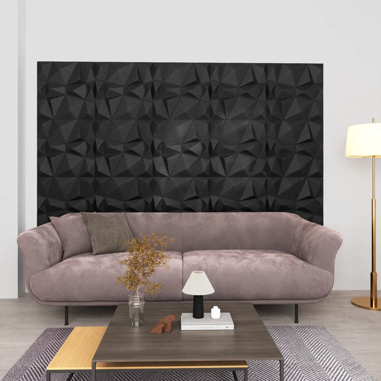 Pannelli Murali 3D 12 pz 50x50 cm Neri a Diamante 3 m²