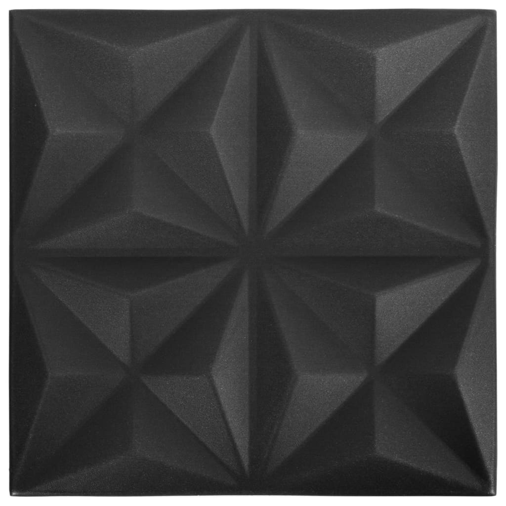 Pannelli Murali 3D 12 pz 50x50 cm Neri Origami 3 m² 340588