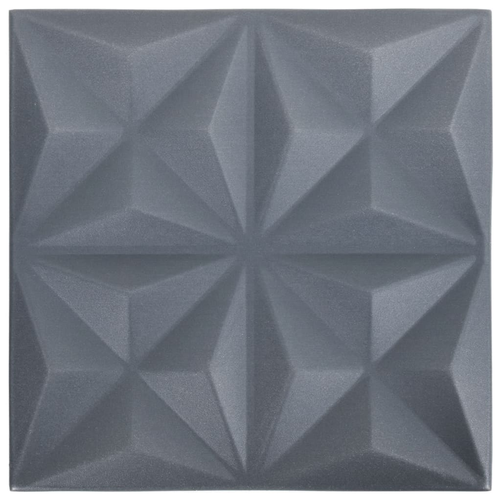 Pannelli Murali 3D 12 pz 50x50 cm Grigi Origami 3 m² 340590