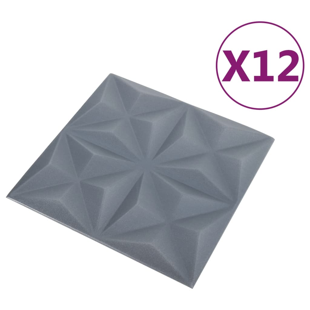 Pannelli Murali 3D 12 pz 50x50 cm Grigi Origami 3 m² cod mxl 9586